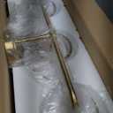 Brushed Gold Bathroom Light Fixtures 3-Lights Vanity Lights with Milky White Frosted Glass Shade Bathroom Vanity Light 22.4 inch Wall Sconce Lighting Bath(Exclude E26 Bulb)