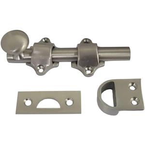 QCAA Solid Brass Dutch Door Bolt, 4", Brushed Satin Nickel, 1 Pack, Made in Taiwan