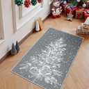 Lahome Christmas Rug 2x3 Non-Slip Entryway Rugs Indoor, Washable Small Rug Throw Soft Rug for Bathroom, Christmas Tree Print Snowflake Holiday Decor Grey Front Door Rug for Entrance Kitchen Sink