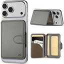 for MagSafe Wallet, Magnetic Phone Wallet RFID Blocking, Slim 5-8 Card Holder with Cash Slot & Clear ID Window, Minimalist Mag Safe Wallets for iPhone 17/16/15/14/13/12 Series, Mist Gray