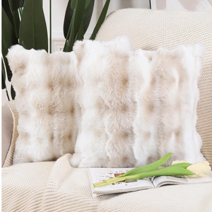 MADIZZ Pack of 2 Thick Plush Wool Throw Pillow Covers 20x20 Inch White Beige Soft Neutral Decorative Throw Pillows Accent Boho Cushion Covers for Couch Sofa Bedroom Pillow Shell