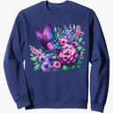 Floral Spring Flower Butterfly Women Sweatshirt size M