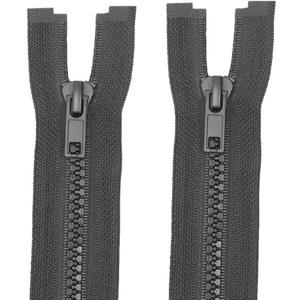 MebuZip 2PCS #5 25 Inch Separating Jacket Zippers Resin Zipper Molded Plastic Zippers Bulk for Sewing Coat Jackets Clothes (Black)