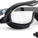 Swim Goggles No Leaking Anti-Fog Pool Goggles Swimming Goggles for Adult Men Women Youth, UV Protection 180 Clear Vision (Black With Clear Lens)