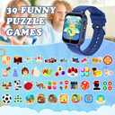 Kids Smart Watch with Camera, Video, Music Player, Alarm Clock, Stopwatch, Calendar, Pedometer, 1.54'' HD Touchscreen, Shockproof, IP68 Waterproof for Girls Boys 6-12 Years Old (Blue)