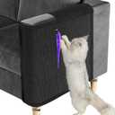 Cat Scratch Couch Protector,Cat Scratch Sofa Armrest Cover with Sisal Mat and Toy for Cats,Sofa Scratcher Furniture Protector 23.6L*19.7W (Black/Left Hand)