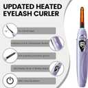 Heated Eyelash Curler, S600 Rechargeable Heated lash Culer, Eyelash Curer Heated in 8s for Woman 24 Hs Lasting Natural Makeup (Lilac/Silver, 148MM)
