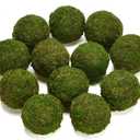 BYHER Natural Green Moss Decorative Ball,Handmade (3.5"-Set of 6)