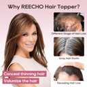 REECHO Hair Toppers for Women Real Human Hair, Seamless Human Hair Toppers with Bangs, 360 3D Cover Clip in Bangs Hair Extensions for Daily Wear, Medium Brown with Highlights