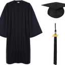 Unisex Adult Matte Graduation Cap and Gown Tassel Set (48''FF(5'3''-5'5''), Black)