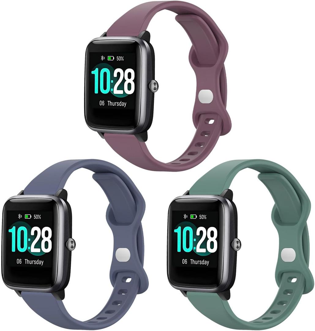 3 Pack Slim Watch Bands Compatible with ID205L Smart Watch,Soft Sport 19mm Replacement Strap for Popglory,GRV,YAMAY,Willful,Veryfitpro ID205L/ID205/ID205U/ID205S/ID205G/SW020/SW021 Smart Watch