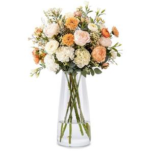 Crystal Clear Glass Vase, Flower Vase for Table Centerpiece Home Decor, Modern Vases for Living Room, Wedding, Office, Coffee Table, Birthday Housewarming Gift, 8.3inch (Clear)