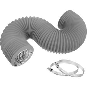 TEAIERXY 4 Inch 25ft Dryer Vent Hose,Flexible Insulated Air Ducting,Vent Hose PVC Aluminum Foil with 2 Clamps for HVAC Ventilation(Grey)