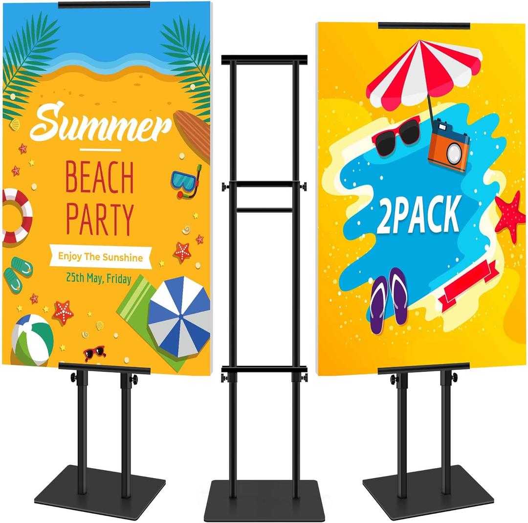 Poster Stand Heavy Duty - Double-Sided Poster Board Stand for Display Foam Board Sign, Adjustable Pedestal Floor Standing Sign Holder Height Up to 80 Inch, 2 Pack