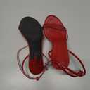 Coutgo Womens Strappy High Heels Sandals Open Almond Toe Ankle Strap Summer Dress Shoes, Red, size 7.5
