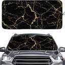 Black Gold Marble Windshield Sun Shade, Front Window Sun Shade for Car SUV Truck-63'' X 30'', Foldable UV Ray Reflector Visor Shield Cover