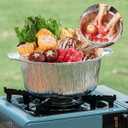 72 Oz Disposable Aluminum Pot, Disposable Pots With Lids Oven-Ready, Aluminum Pot Stove Compatible Baking Foil Pan Tinfoil Camping Pot Camping Heating Cooking 5 PCS