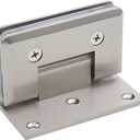 Menginvent Brass Shower Door Hinge, 90 Degree Offset Glass Door Hinges, Wall Mount for 5/16"-1/2"(8-12mm) Tempered Glass, Heavy Duty Hinge for Frameless Glass Installation, Brushed Nickel