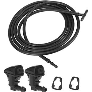 7pcs Front Windshield Washer Nozzles Kit, Replacement for F250 F350 F450 F55 Super Duty, Replaces OE: 7C3Z17603A (2 Meters Windshield Washer Hose with Connectors)