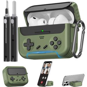 Inesore for Airpods Pro 3 Case Cover with Cleaner Kit,with Lock for Airpod Pro 3 (2025),Classic Cool Funny Game Console Hard Air Pods Pro 3 Case for Men Boy(Military Green)