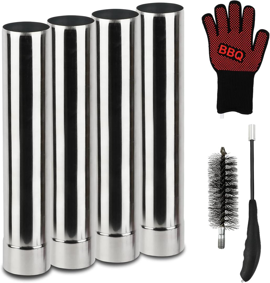 KOMCLUB Stove Pipe Stainless Steel Flue Chimney Extension Stove Pipe 4 pcs Straight Chimney Tube Set for Wood Stoves, Fireplaces, Furnaces, Boilers, Stoves, Ranges, Water Heaters 2.36" x 45.47"