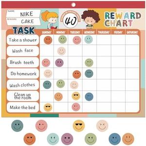 ANSTROUT Boho 32 Chore Charts Behavior Reward Chart System,Sticker Chore Chart Pad for Kids with 2328 Stickers, 12.2" x 9.8" Magnetic Reward Chart to Develop Responsibility & Good Habits.