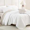 CozyTide White Oversized King Quilt 120x120,Stone-Washed Cotton Lightweight Oversized King Bedspread,3 Pieces Extra Large Modern California King Coverlet Set Ultra Soft, Oversized King 120x120, Milk White-cross