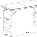 Office Star Resin Multipurpose Rectangle Table, 4-Feet Long, Height Adjustable, Center Folding Table, Light Gray