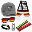 Germany Soccer Fan Gear Set, 7 Pcs 2026 Game Day Accessories with Hat, Scarf, Flag Sunglasses, Wristband, Flag Face Paint & Cheer Sticks, Soccer Party Supplies for Watch Parties