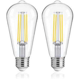 FLSNT Dusk to Dawn Outdoor Sensor ST19 LED Edison Bulb, 5000K Daylight, 8W (100W Eqv.), 1400LM,Vintage Filament E26 Base, Auto On/Off Photocell Automatic for Energy-Efficient Outdoor Lighting, 2 Pack