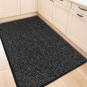 BEQHAUSE Kitchen Rugs 32"x48", Non-Slip Kitchen Mats for Floor, Super Absorbent and Stain Resistant Kitchen Rugs, Machine Washable Rugs for Kitchen, Hallway, Laundry & Sink, Black