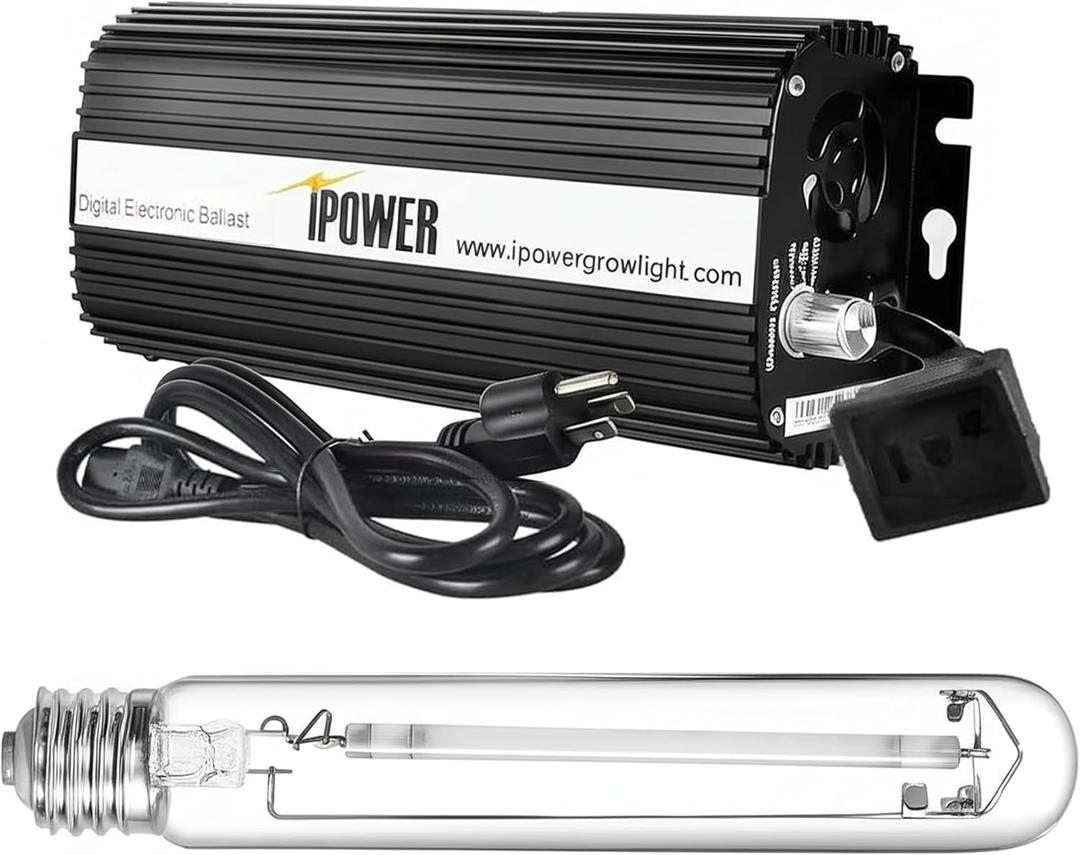 iPower 400W Digital Dimmable Electronic Horticulture Ballast with Pressure Sodium HPS Grow Light Bulb for Indoor Plants Growth
