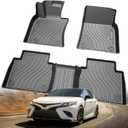 TPE All-Weather Floor Mats for Toyota Camry 2018-2024 (Not for Hybrid) | Custom Fit Floor Liners | 1st & 2nd Row Protection | Durable, Odorless, Easy to Clean (3-Piece Set, Black)