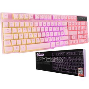 Orzly Pink Gaming Keyboard RGB USB Wired Rainbow Keyboard Designed for PC Gamers, PS4, PS5, Laptop, Xbox, Nintendo Switch, RX250 Hornet Edition