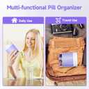 Daviky Pill Bottle Organizer, Supplement Organizer with 7 Large Compartments, Travel Pill Dispenser Round Pill Box with Two Lids, Purple