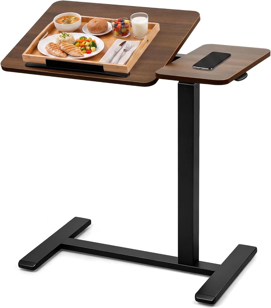 Adjustable Overbed Table with Wheels, Rolling Laptop Table for Bed & Sofa, 26.18"-42.12"