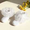 SAOROPEB Toddler Ruffle Socks, 3 Styles5 Size, Frilly Dress Socks for Girls Princess Lace Ruffles Socks Set (4-6 Years, White 2 Pairs)