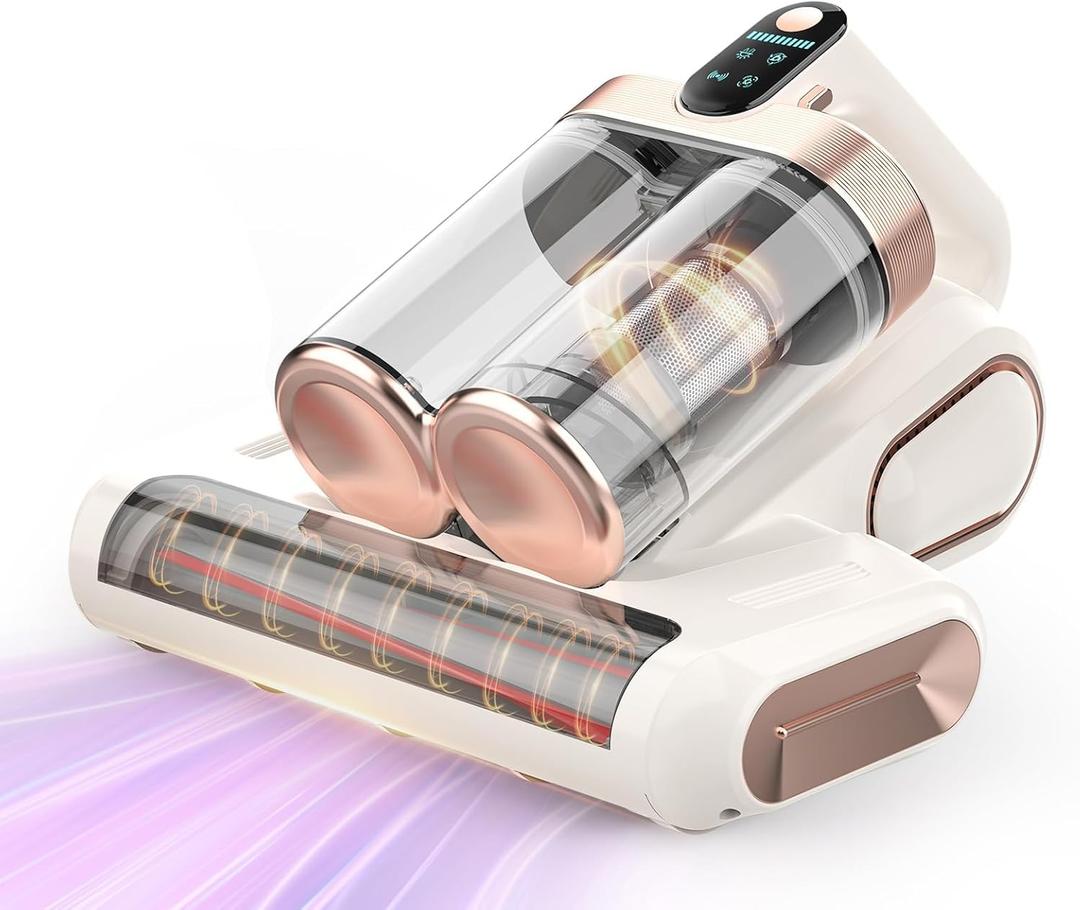 Mattress Vacuum Cleaner Cordless 16Kpa Bed Handheld Vacuum, Vacuum Cleaner with 253.7nm UV-C Light,HEPA Filter & Ultrasonic, Portable Vacuums for Bed Sofa Couch Crib Gifts for Women Men, White