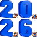 Tellingyou 2026 Charcuterie Number Fillable Plastic Boxes 13.7" Graduation Large Fillable Tray Numbers for Chocolate Candy Snack Grad Party Supplies(Royal Blue)