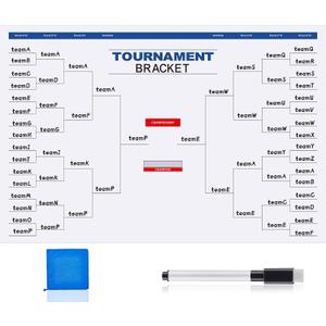 Pasimy 32 Team Basketball Tournament Bracket Board 24 x 36 Inch Reusable Sport Team Dry Erase Board Blank with Marker Pen Cloth Eraser for Game School Classroom Gift Party Favor