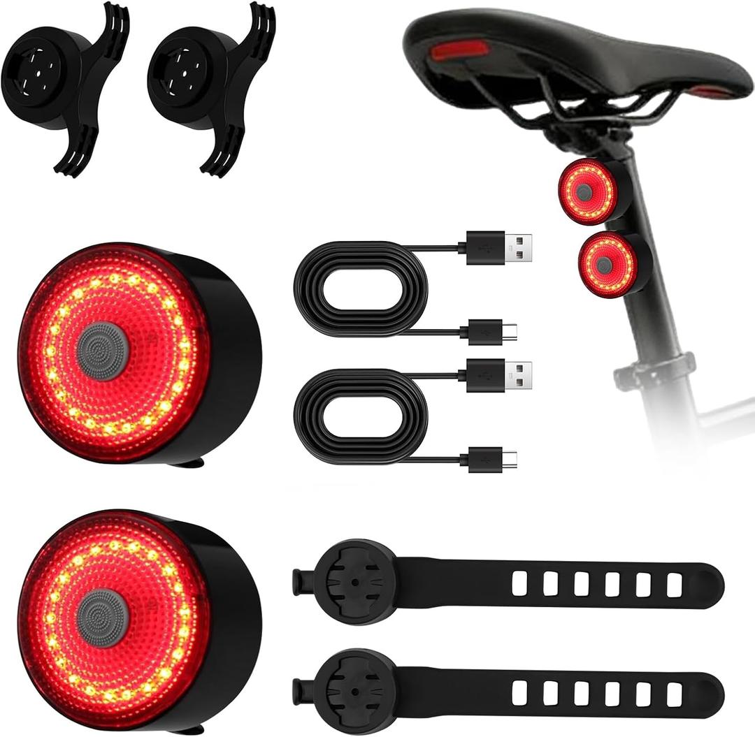 Bike Tail Light 2 Pack, Ultra Bright Bicycle Rear Light for Night Riding & Daytime Safety, 60LM USB-C Rechargeable LED Bike Tail Light with 5 Modes,10H Runtime - Waterproof Tail Light for Road Biking