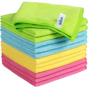 MR.SIGA Microfiber Cleaning Cloth,Pack of 12,Size:12.6" x 12.6" (Assorted)