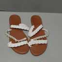 Verdusa Women's Pearls Braided Flat Sandals Open Toe Slip On Beach Slides (White)