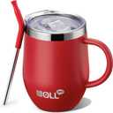 Kids Tumbler 12 oz Stainless Steel Double Wall Vacuum Insulated Tumbler Cup with Straw-Reusable Metal Travel Cup with Lids, Leak Proof and BPA Free (Canyon Red)