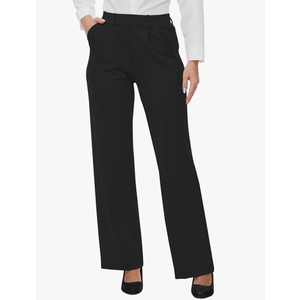 Women’s 27"/29"/31" Wide Leg Pleated Yoga Dress Pants, High Waist Stretchy Slacks for Workout Business Casual Size L