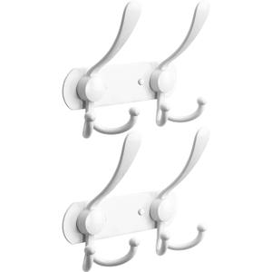 NearMoon Coat Rack Wall Mounted-2 Pack, Heavy Duty Bath Towel Hooks Stainless Steel Robe Hooks Holder, Metal Coat Hook for Towel Coat Hat Key Bathroom Bedroom Hotel Entryway (2 Hooks, White)