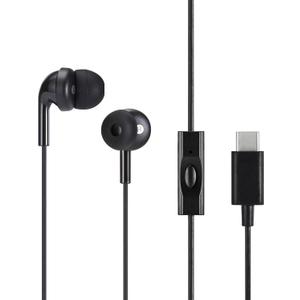 Amazon Basics Wired Earbuds with Microphone, In Ear Headphones, USB-C, 4.2 ft long cable, S/ M/ L Ear Tips, One size, Black