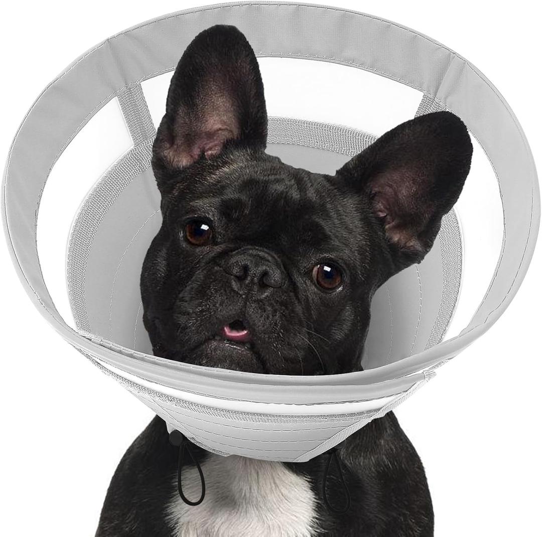 SAWMONG Soft Cone for Dogs Medium Dog Recovery Collar, Adjustable E-Collar to Stop Licking After Surgery (M, Gray)
