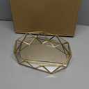 Feyarl Gold Glass Perfume Tray Mirror Vanity Jewelry Trinket Organizer Ornate Cosmetic Makeup Display Decorative Tray for Bathroom Home Decor Dresser Tabletop Countertop 11 x 8.26 x 1.96inch
