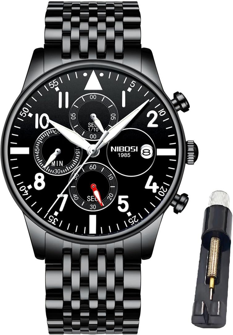 NIBOSI Watches for Men Analog Quartz Chronograph Waterproof Luminous Designer Men's Wrist Watches Business Work Sport Casual Dress Watch Elegant Gifts for Men